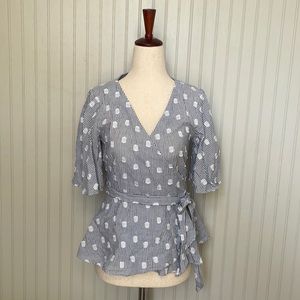 Loft Seersucker Wrap Top